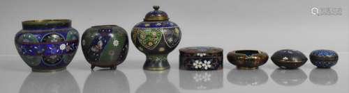 Seven Pieces of Oriental Cloisonne to Comprise Globular Vase...