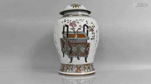 A Large Chinese Porcelain Vase and Cover, Decorated in Polyc...