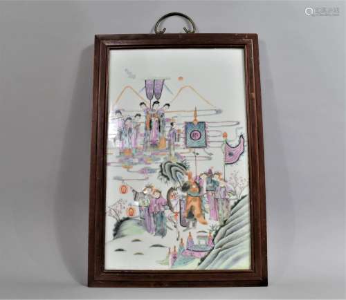 A 20th Century Chinese Framed Chinese Republic Porcelain Pla...