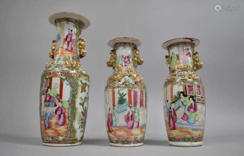 A 19th Century Chinese Canton Famille Rose Vase Decorated in...