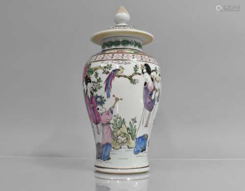 A Chinese Porcelain Baluster Vase and Cover Decorated in the...