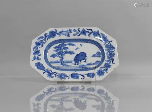 An 18th Century Chinese Blue and White Rectangular Platter w...