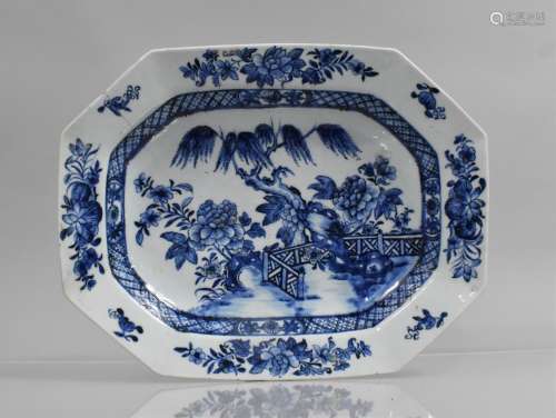 An 18th Century Chinese Blue and White Platter decorated wit...