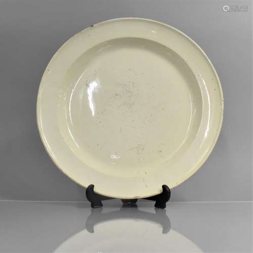 A 19th Century Creamware Charger by Leeds Pottery, 42cms Dia...