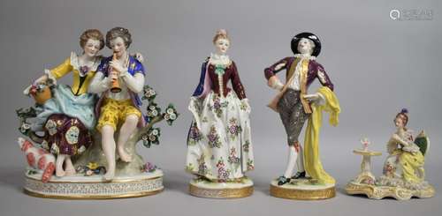 A Pair of Continental Porcelain Figures, Dandy and Companion...