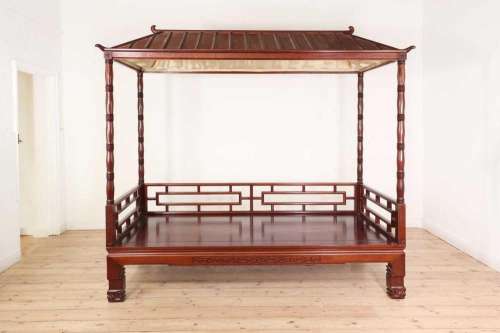 A hardwood daybed in the Chinese Qing dynasty style,