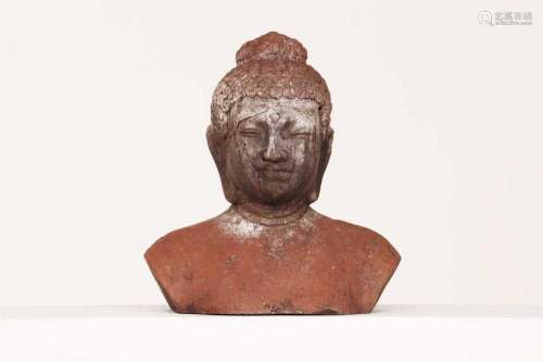 A terracotta bust in the Chinese style,