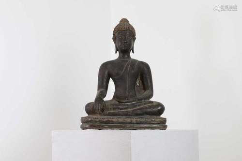 A bronze Sukhothai-style figure of Buddha Shakyamuni,