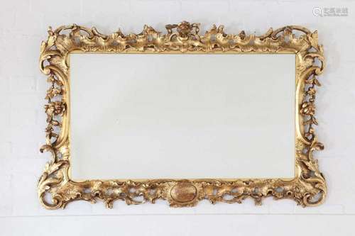 A late George II giltwood picture frame mirror,