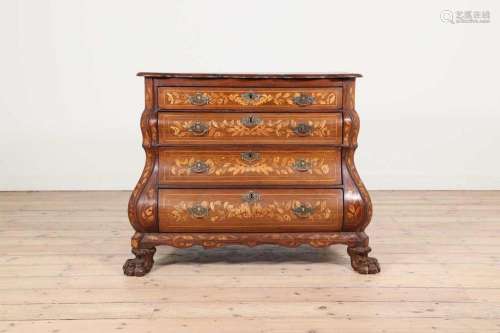 An oak and marquetry commode,