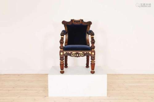 A Regency rosewood and parcel-gilt armchair,