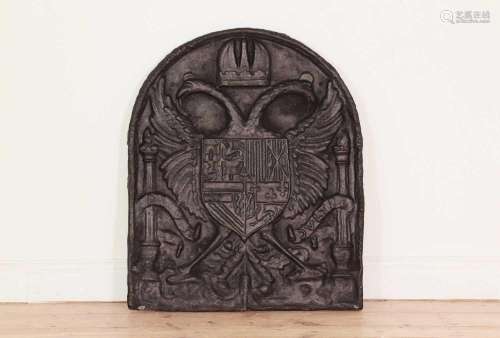A cast iron fireback in the 17th century style,
