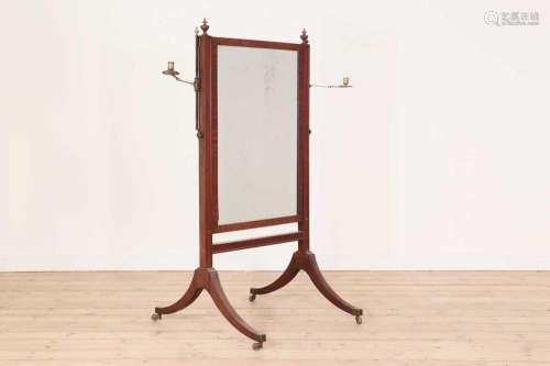 A Regency mahogany cheval mirror,