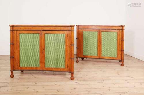 A pair of George III-style side cabinets,