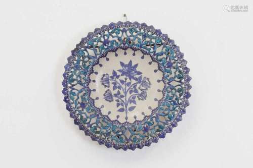 A Multan glazed stoneware dish,