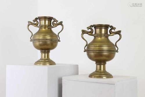 A pair of gilt-brass vases in Nuremberg style,