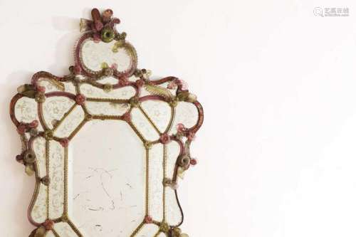 A coloured glass mirror,