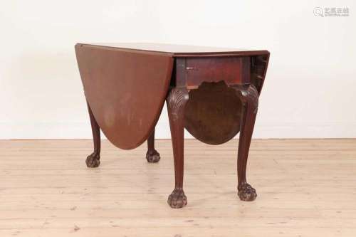 A George II mahogany six-seat drop-leaf table,