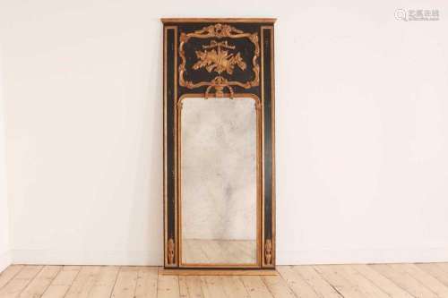 A Louis XV-style painted trumeau mirror,