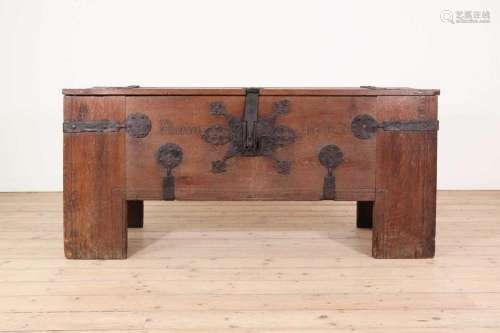 large oak and iron-bound chest or 'Stollentruhe',