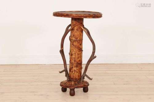 A Japanesque bamboo and antler occasional table,