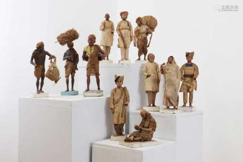 A group of Company School terracotta figures,