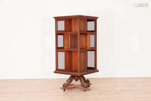 A Victorian oak revolving bookcase,