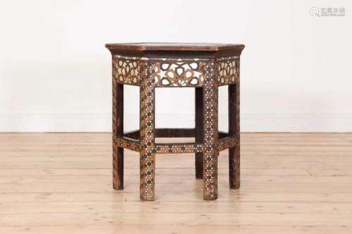 An octagonal inlaid occasional table,