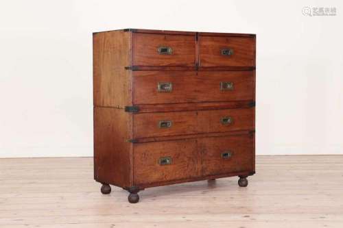 A mahogany campaign chest,