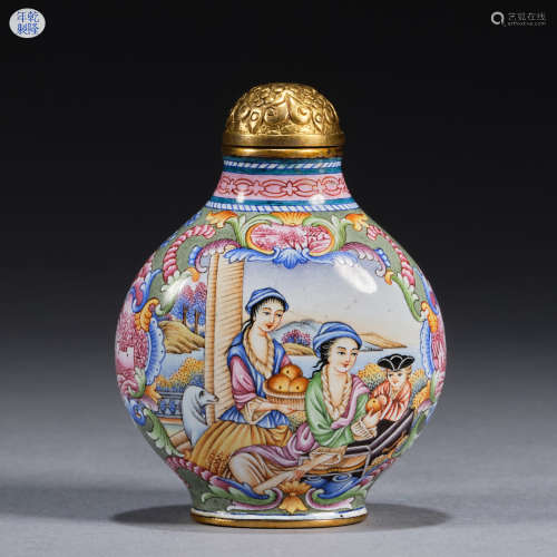 A cloisonné enamel snuff bottle,Qing dynasty,Qianlong period