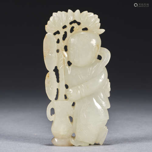 A jade reticulated 'figural' plaque, Qing dynasty