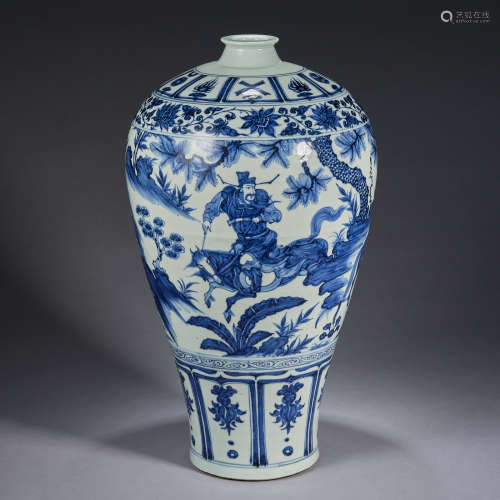 A blue and white 'figure' (Meiping) vase,Yuan dynasty