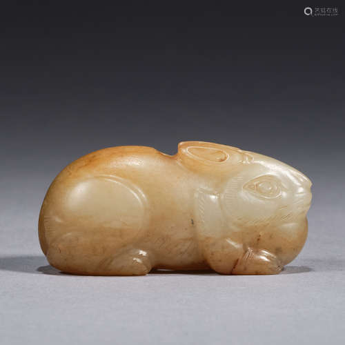 A jade carving of rabbit, Qing dynasty