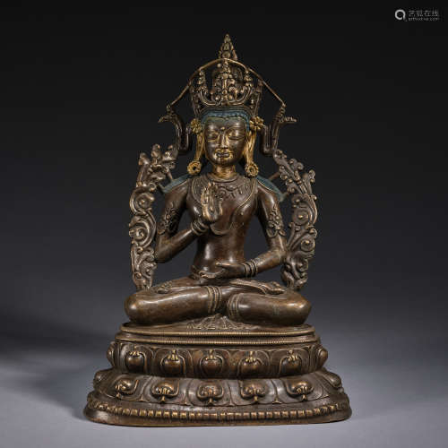 A gilt-copper alloy figure of Amoghasiddhi,Qing dynasty,heig...