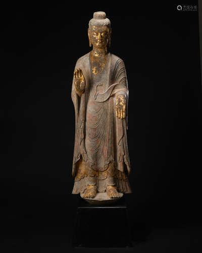 A stone figure of a buddha, Northern Wei dynasty