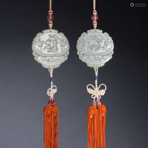 A pair of jade pendant,Qing dynasty