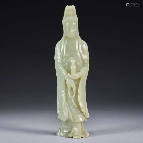 A jade figure of Guanyin,Qing dynasty,height 21.5cm
