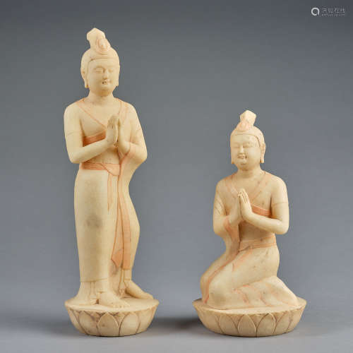 Two marble standing figures of Buddha,Tang dynasty