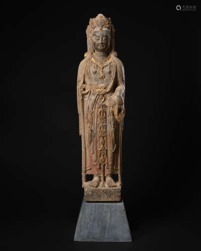 A stone figure of a bodhisattva ,Northern Qi dynasty