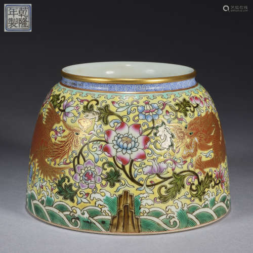 A gilt-decorated enamelled porcelain 'floral,dragon and phoe...