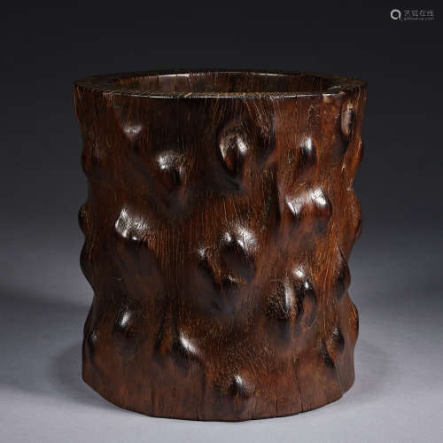A carved zitan wood brush pot,Qing dyansty