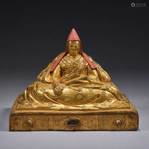 A gilt-copper figure of Buddha,Qing dynasty,height 13.5cm