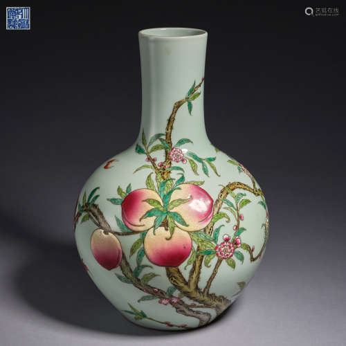 A large famille-rose 'peach' vase (Tianqiuping),Qing dynasty...