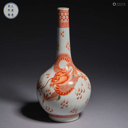An iron-red 'dragon' vase,Qing dynasty,Kangxi period,height ...