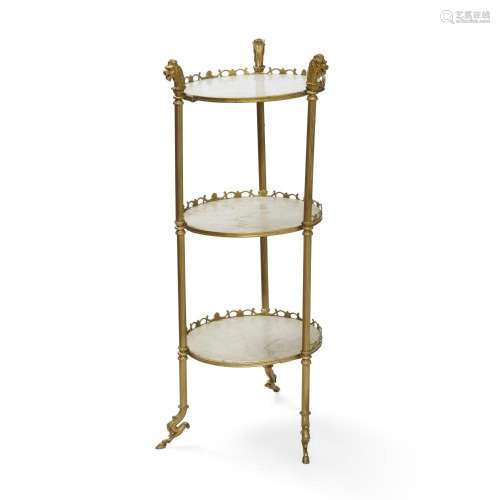 A FRENCH MARBLE AND GILT BRASS THREE-TIERED GUÉRIDON 19th ce...