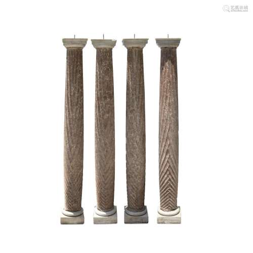 A SET OF FOUR MARBLE COLUMNSPossibly 17th century and later