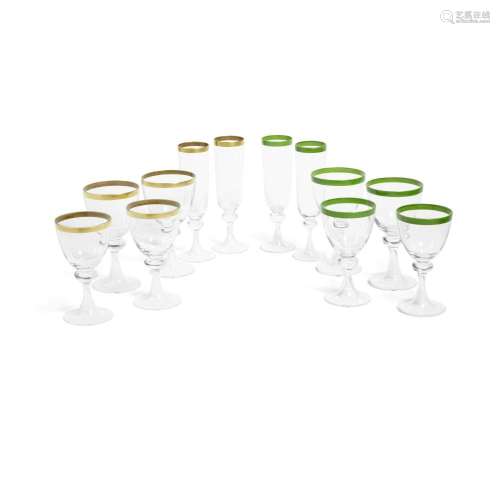 A HAND-PAINTED GLASS STEMWARE SERVICE