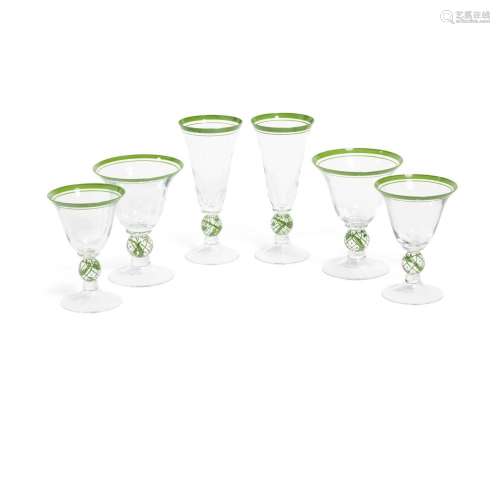 AN EXTENSIVE VALENTINO HAND-PAINTED GLASS STEMWARE SERVICE
