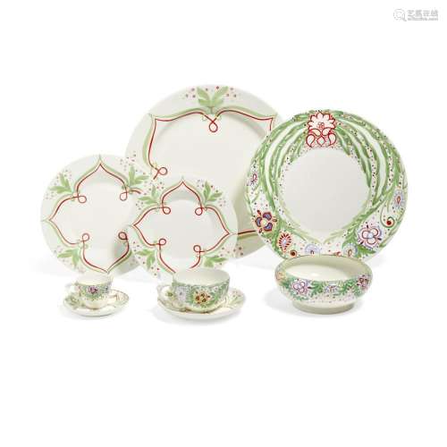 AN EXTENSIVE VALENTINO PIÚ HAND-PAINTED POTTERY DINNER AND T...