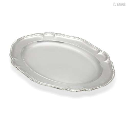 A GEORGE II SILVER GADROON EDGE OVAL SERVING TRAY by Daniel ...
